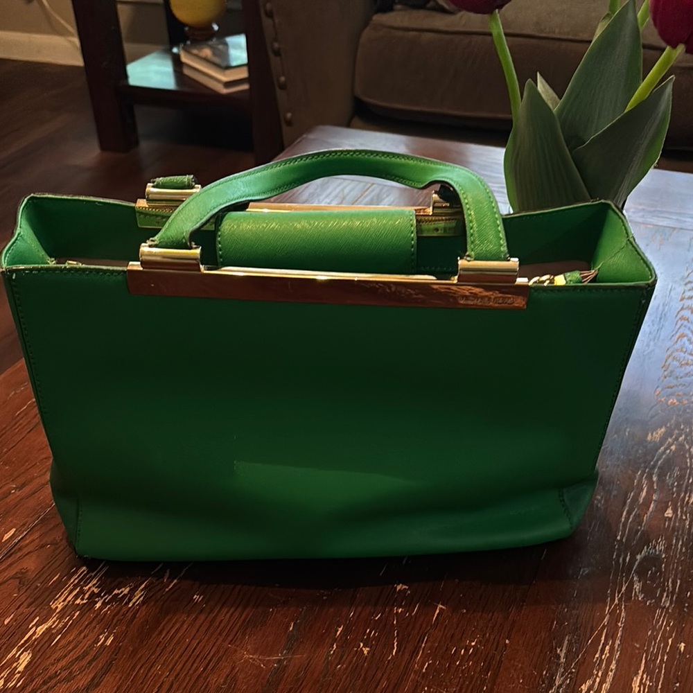 MICHAEL Michael Kors Green Tote Bag with Glossy Finish